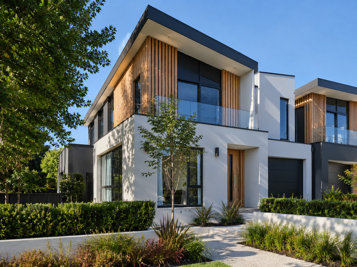Modern home with wood accents